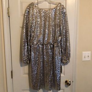 Gorgeous Julia Jordan Midi Silver Sequin Dress (Size 14)!